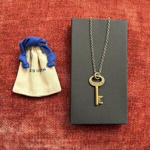 LOUIS VUITTON Vintage Steamer Trunk Skeleton Luggage Key Necklace #125269